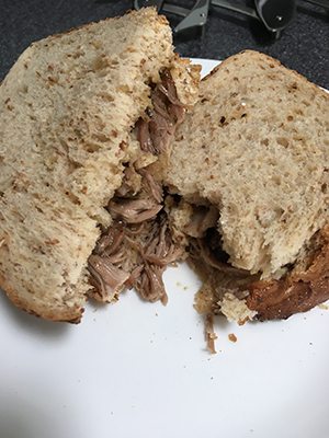Sticky left over lamb sandwiches