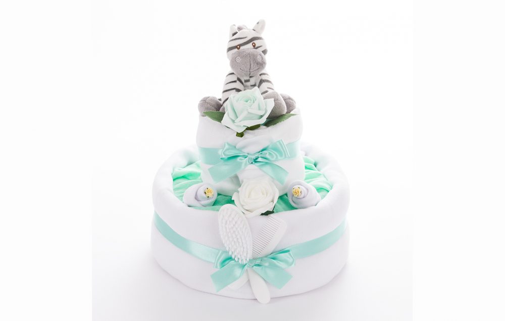 Zigbee Zebra 2 Tier – Gender Neutral Nappy Cake